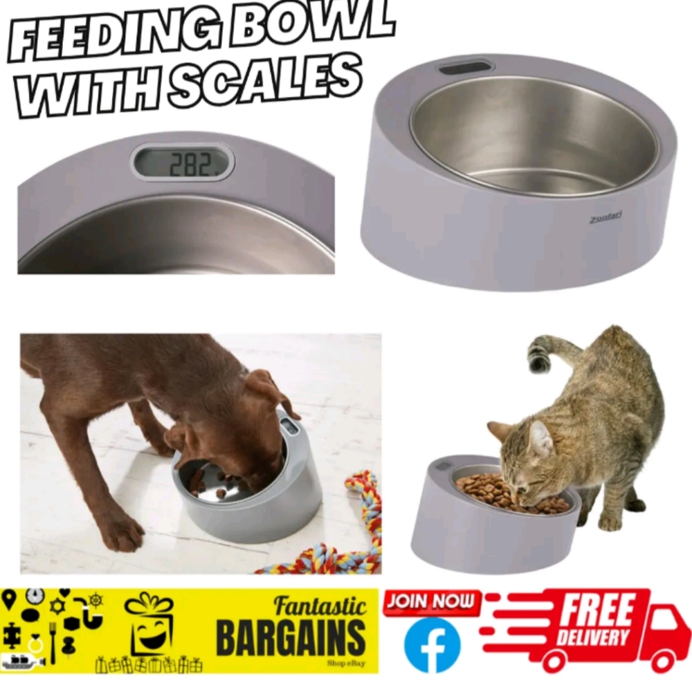 Zoofari Feeding Bowl with Digital Scales Dog or Cat Dry Wet Food kitten puppy